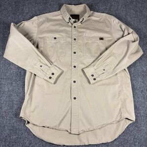 Wrangler Riggs Workwear Shirt Mens XL Beige Pocket Outdoor Heavy Duty Button